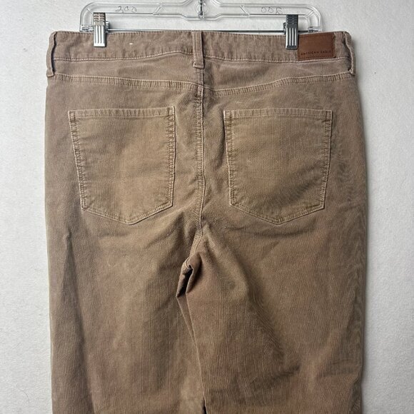 American Eagle Corduroy Pants Women 14 Tan‎ Super High Rise Flare Button Fly - Picture 4 of 4